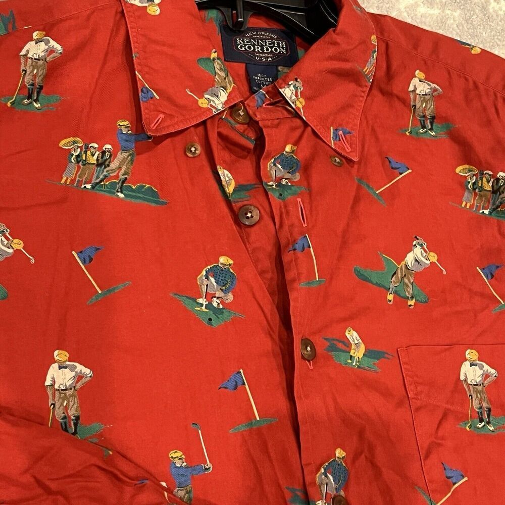 Vintage Kenneth Gordon Shirt Mens M Golf NOLA KSG Signature Imported Cotton
